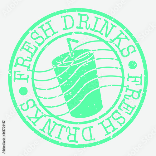 Fresh Drinks Stamp. Cold Silhouette Seal. Round Design. Vector Icon. Design Retro Insignia.