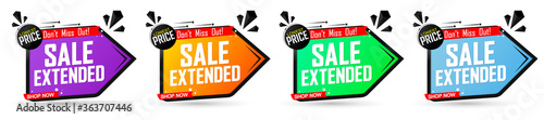Set Sale Extended banners, discount tags design template, vector illustration