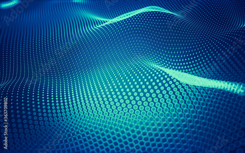 Abstract background. Molecules technology with polygonal shapes, connecting dots and lines. Connection structure. Big data visualization.