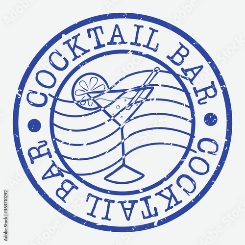 Cocktail Bar Stamp. Drinks Silhouette Seal. Round Design. Vector Icon. Design Retro Insignia.