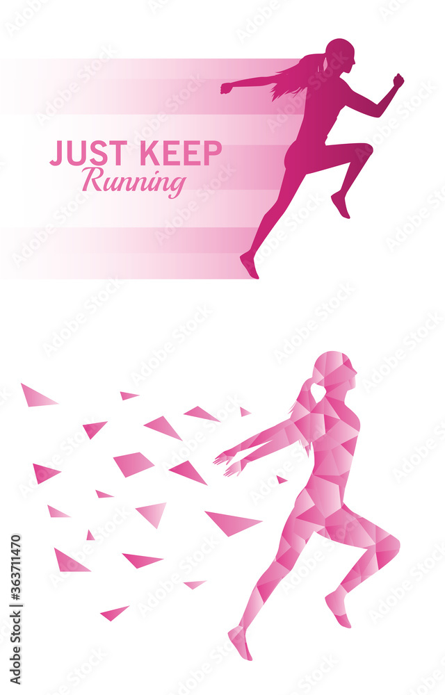 silhouettes of athletic women running
