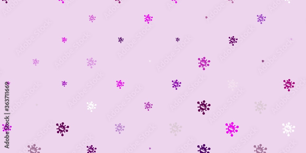 Light pink vector background with covid-19 symbols. Light pink vector background with covid-19 symbols.