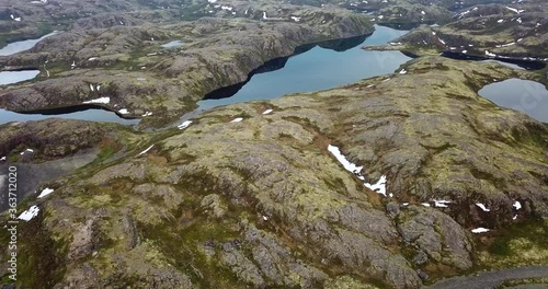 Aerial view of Barents Sea coastline , Teriberka, Kolsky District, Murmansk region, Russia  photo