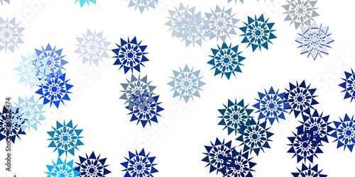 Light blue, green vector background with christmas snowflakes.