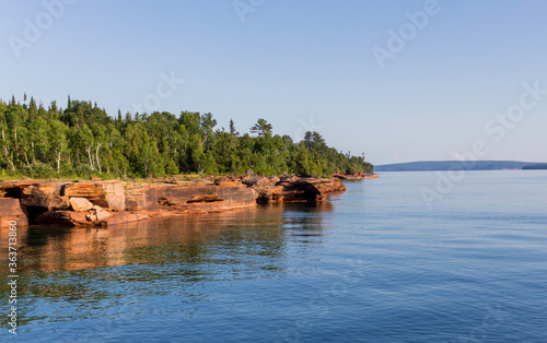 Beautiful Sea Caves on Devil's Island in the Apostle Islands National Lakeshore, Lake Superior, Wisconsin
