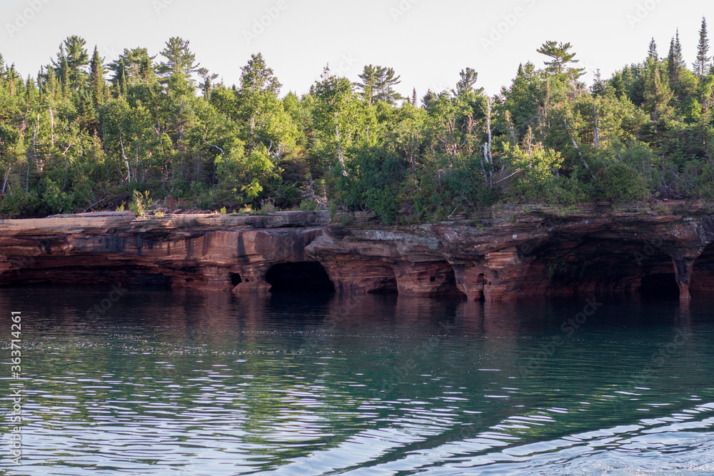 Beautiful Sea Caves on Devil's Island in the Apostle Islands National Lakeshore, Lake Superior, Wisconsin Beautiful Sea Caves on Devil's Island in the Apostle Islands National Lakeshore, Lake Superior, Wisconsin