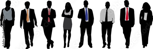 businessmen and business women group silhouettes