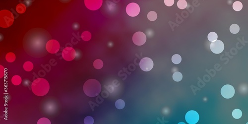 Light Blue, Red vector background with circles, stars. Abstract illustration with colorful shapes of circles, stars. Design for your commercials.