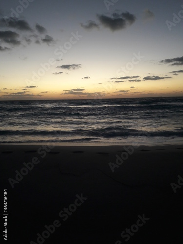 Sunrise over the beach and ocean in Cancun Mexico 2019