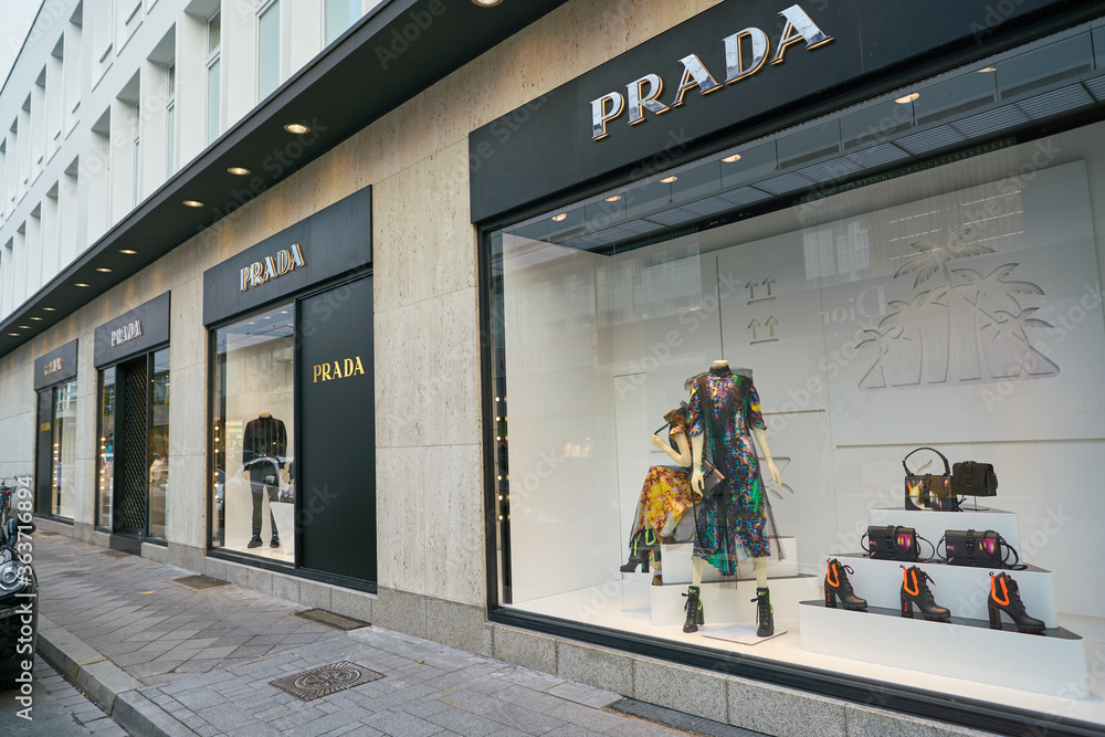 DUSSELDORF, GERMANY - CIRCA SEPTEMBER, 2018: a display window at Prada  store in Dusseldorf. Stock Photo | Adobe Stock