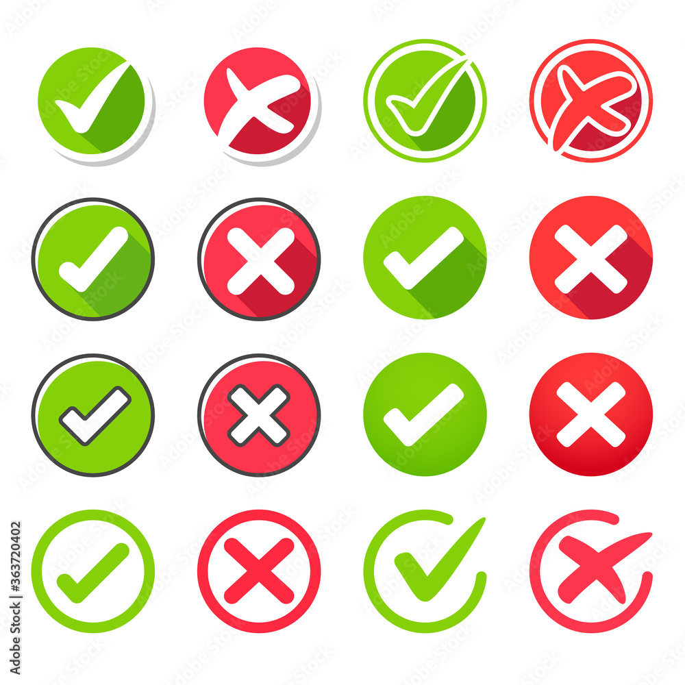 True and false symbols accept reject for evaluation True and false symbols accept reject for evaluation