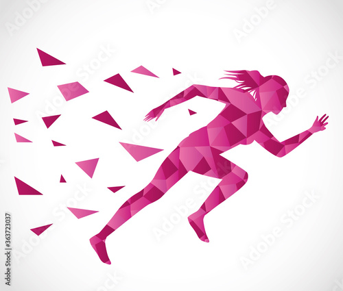 silhouette of athletic woman running