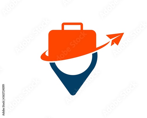 Pin location with travel bag on top