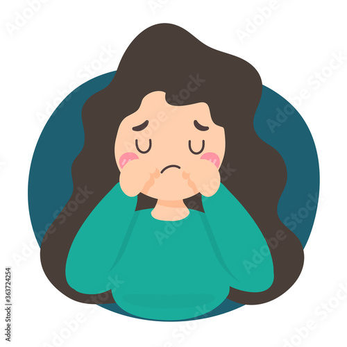 Cartoon woman who is crying and grieving from the disappointment in life
