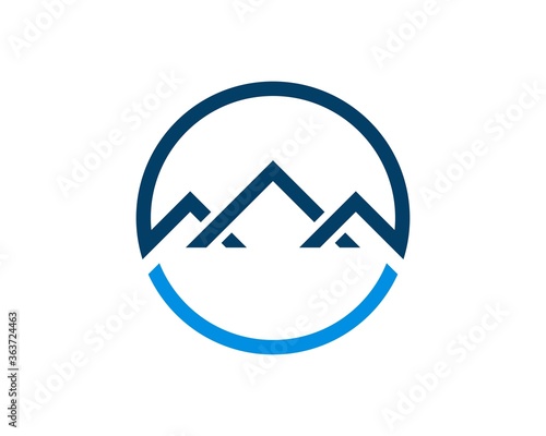 Free Download Simple mountain with blue line art - GFXLoad