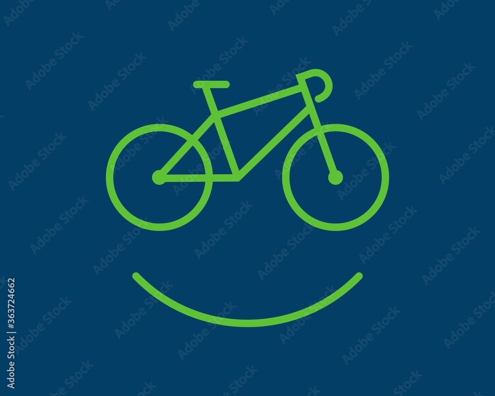 Green bicycle with happy smile Green bicycle with happy smile