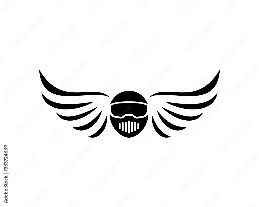 Helmet with spread wing Helmet with spread wing