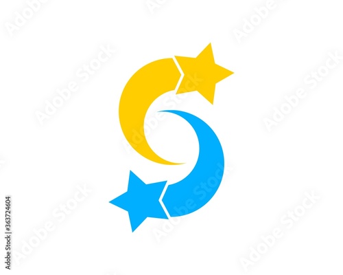 Twin shooting star with S letter initial