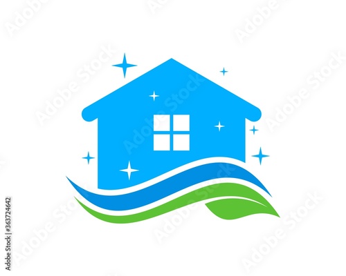 Clean home with green leaf underneath