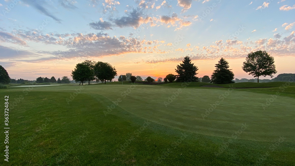 morning sunrise golf course golf green fairways trees bridge morning sunrise golf course golf green fairways trees bridge