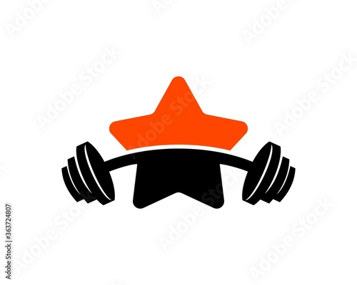 Orange and black star with barbell