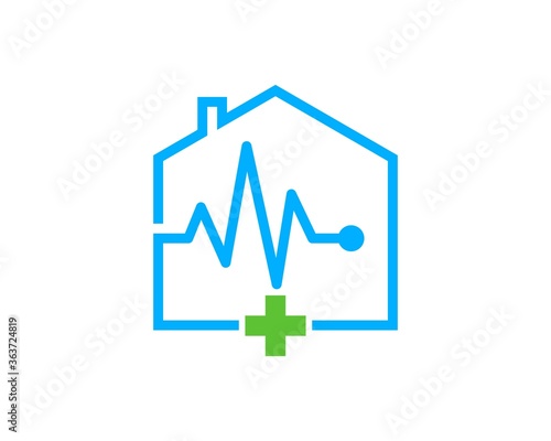 House with pulse and healthy symbol