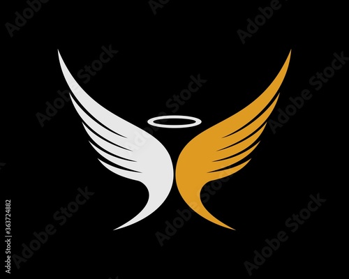 Silver and gold wings angle