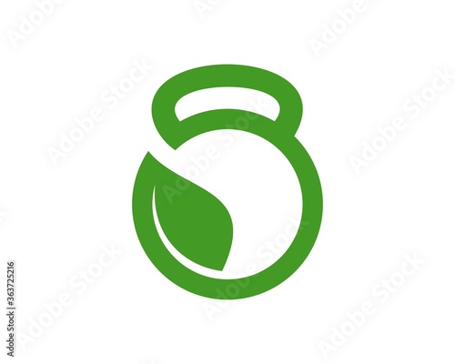 Ecological kettle bell with green leaf