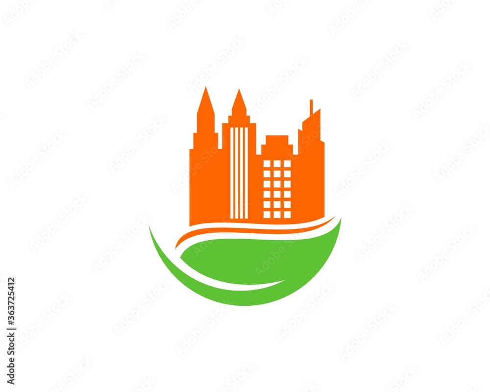 City building with green leaf underneath City building with green leaf underneath