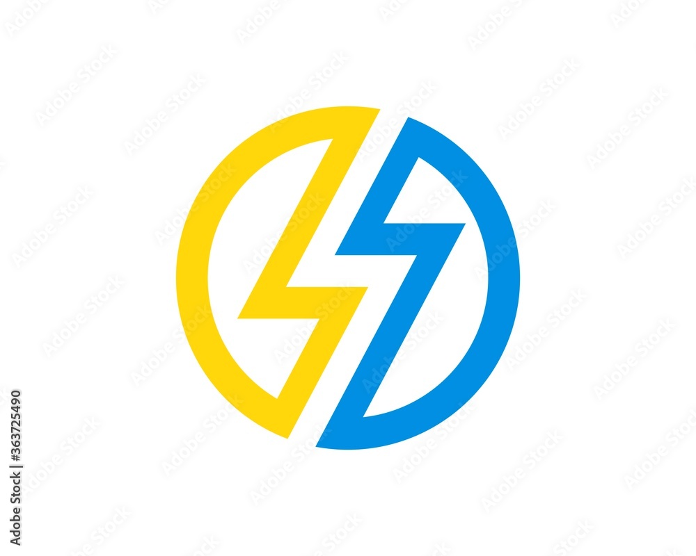 Circle shape with abstract lightning Circle shape with abstract lightning