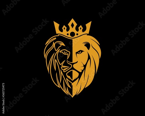 Lion head crown with half shape and outline