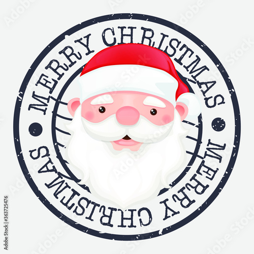 Merry Christmas Stamp Postal. Column Silhouette Seal. Passport Round Design. Vector Icon. Design Retro Travel.