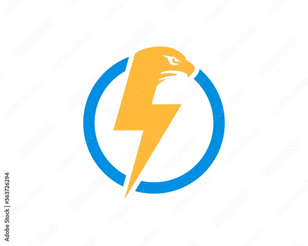 Eagle head with lightning and circle shape Eagle head with lightning and circle shape