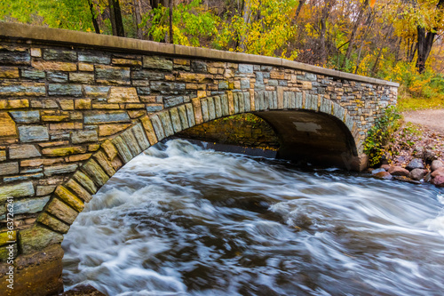 Historic Bridge Over Minehaha Creek, Minnehaha Regional Park, Minneapolis, Minnesota, USA