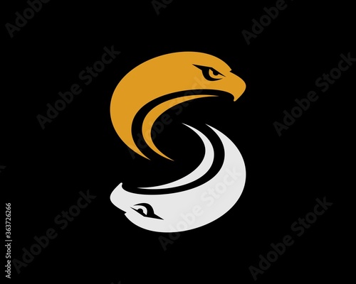 Two eagle head back and forth form S letter