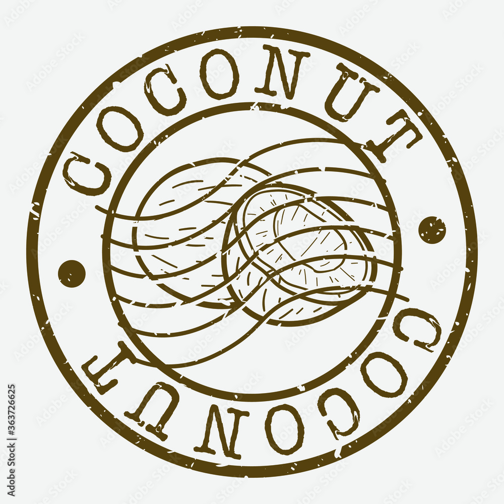 Coconut Fruit Food Stamp Postal. Doodle Silhouette Seal. Round Design. Juice Vector Icon. Design Retro Taste Flavor. Coconut Fruit Food Stamp Postal. Doodle Silhouette Seal. Round Design. Juice Vector Icon. Design Retro Taste Flavor.