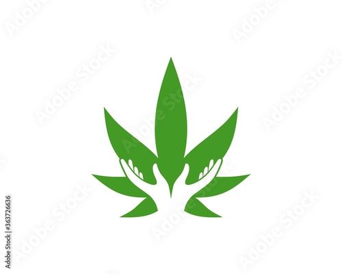 Cannabis leaf with hope hand inside