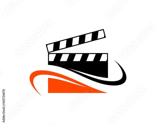 Black and orange reel film media with swoosh
