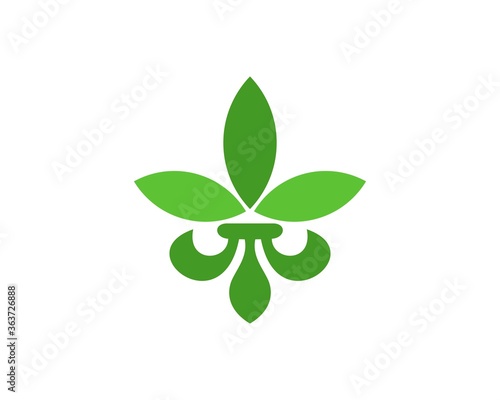 Cannabis leaf with abstract symbol