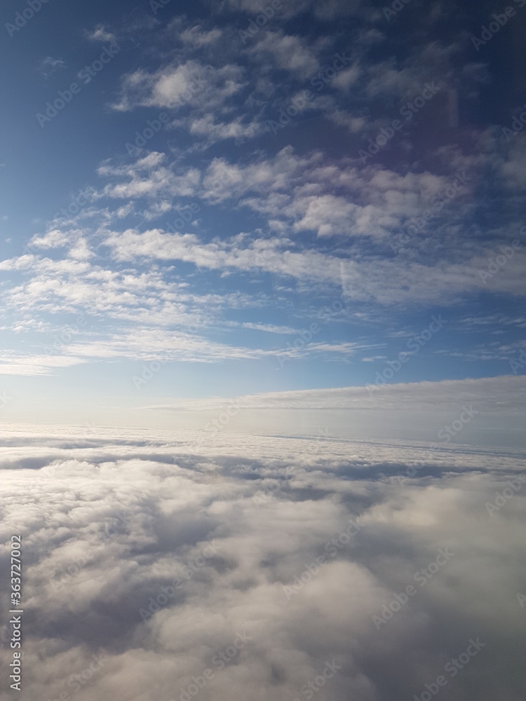The sky outside Airplane window 