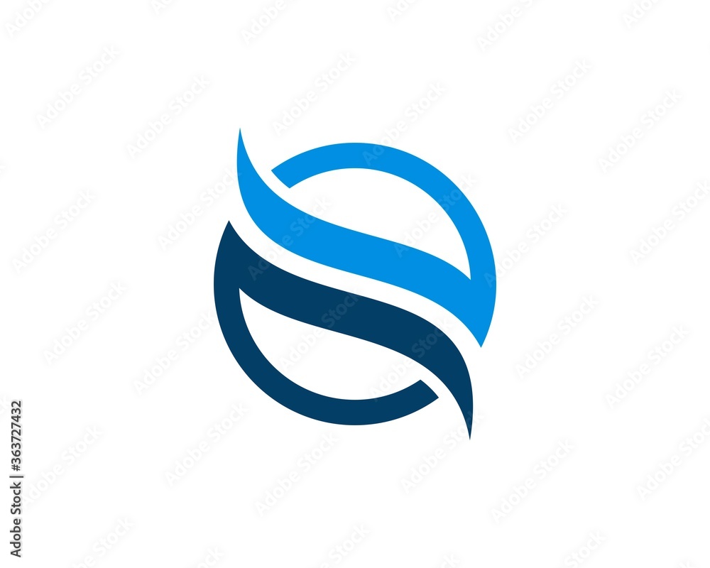 Blue waves back and forth with circle shape Blue waves back and forth with circle shape