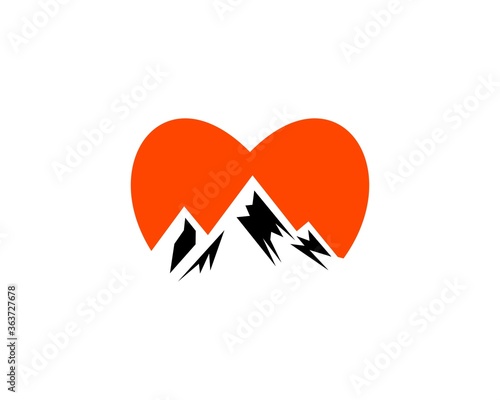 Orange love with mountain inside