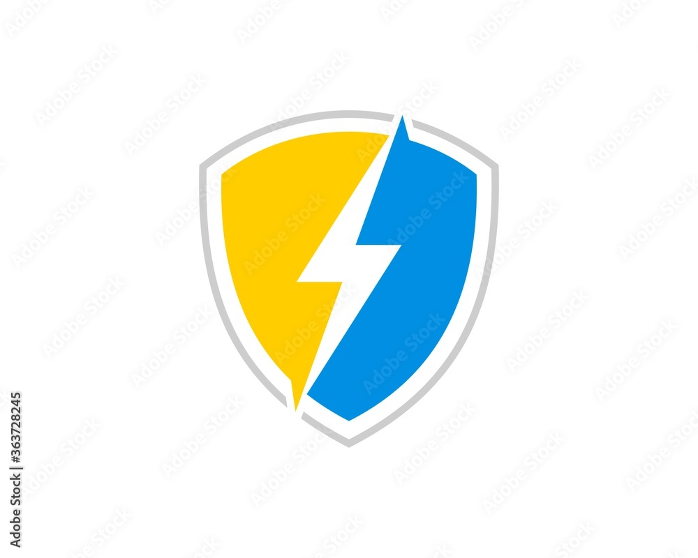 Yellow and blue shield with lightning inside Yellow and blue shield with lightning inside