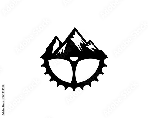 Black mountain and bicycle gear