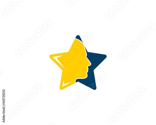 Yellow and blue star with human head