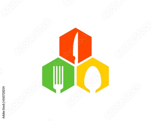 Cooking tools inside the hexagon