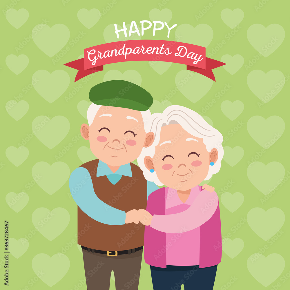 cute happy grandparents couple with roboon frame characters cute happy grandparents couple with roboon frame characters