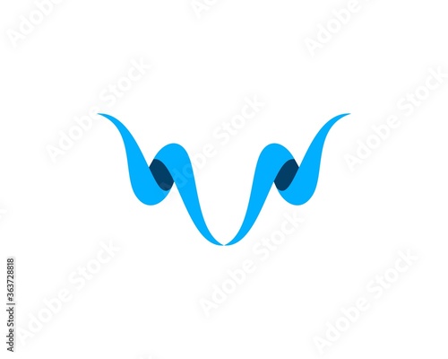 Abstract blue horn with N letter initial