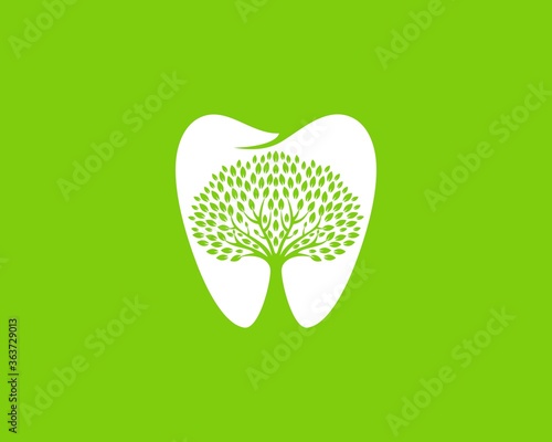 Tree with dense leaves inside the teeth shape