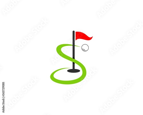 Flag and golf ball with S letter initial